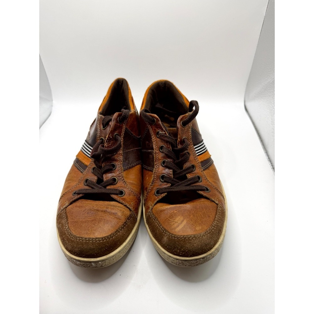 Bullboxer Bredo Mens 41 Sneakers Brown Orange Leather Low Top Lace Up Shoes - Picture 5 of 10